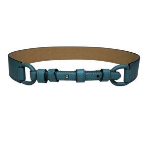 Talbots Split Leather Waist Belt Women's S Turquoise Green Equestrian